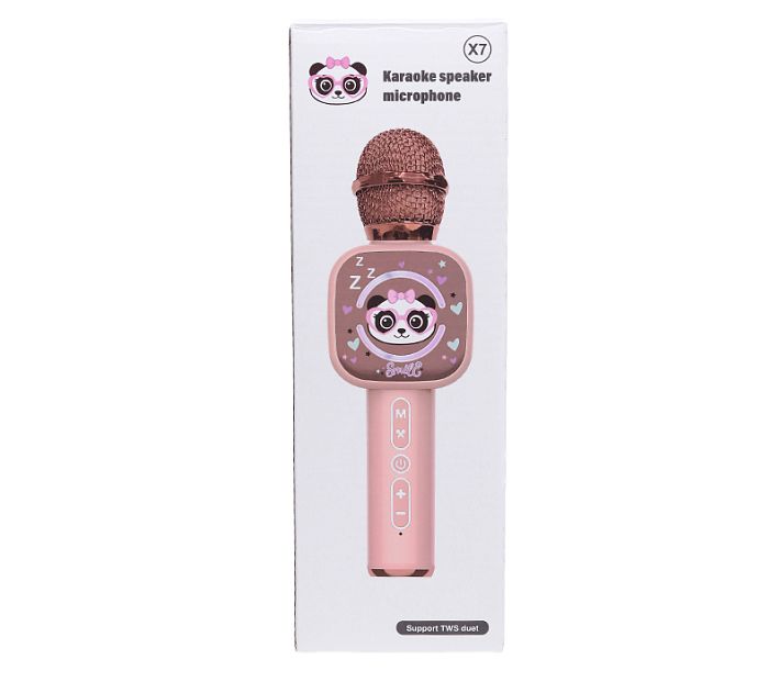 Караоке Микрофон беспроводной X7 (Smile) (розовый)