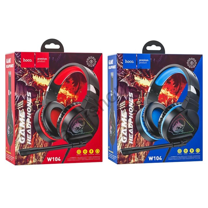 Наушники игровые hoco W104 (подключение USB) (черно-синий)