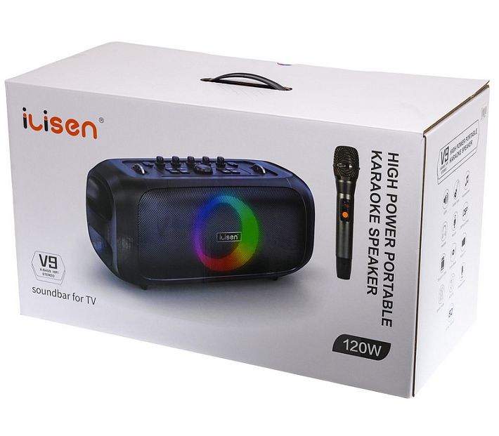 Аудиосистема- караоке ILISEN V9 120W TWS 1+1 (черный)