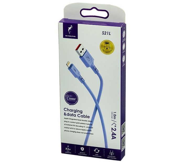 Кабель USB SKYDOLPHIN S21L lightning 2.4A 1m (сиреневый)