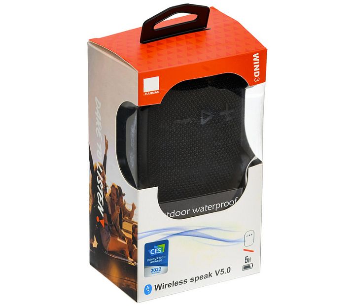 Bluetooth колонка "WIND3" (с креплением на велосипед) (черный)