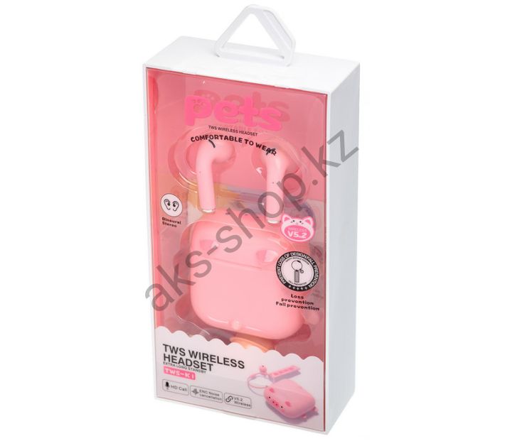 Bluetooth наушники Pets TWS-K1 (розовый)