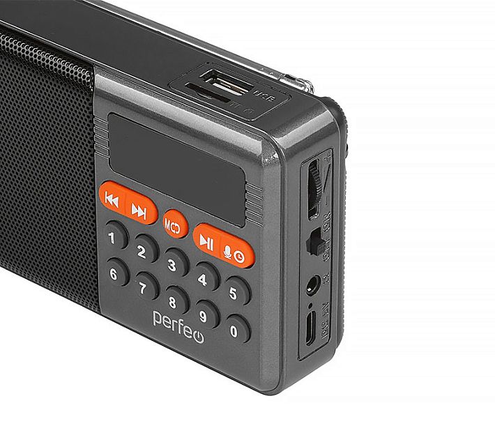 Радиоприемник Perfeo цифровой Турист (Bluetooth 5.3) (серый)