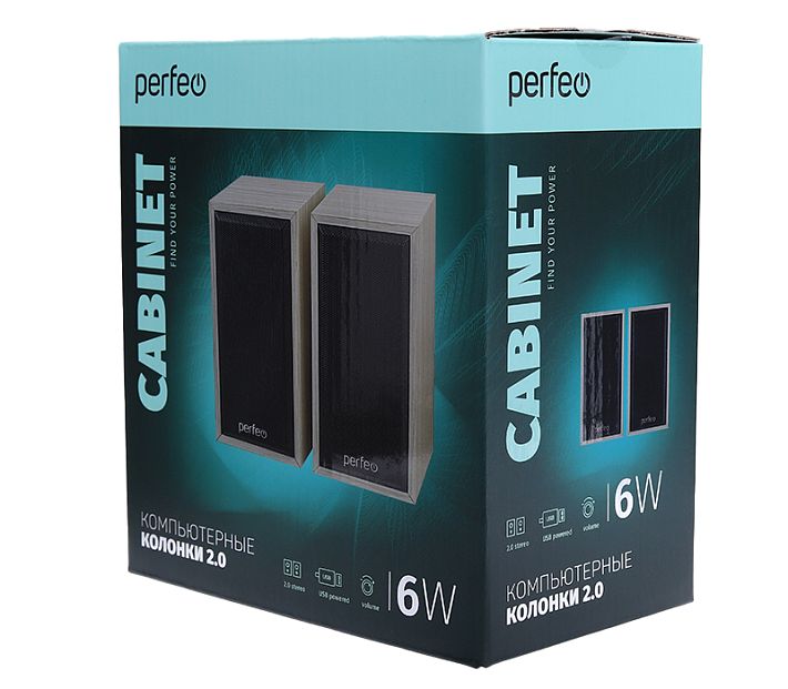 Компьютерные колонки Perfeo CABINET 2.0 6W (белый дуб)