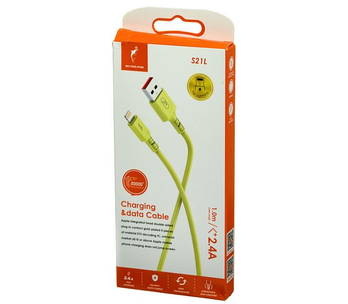 Кабель USB SKYDOLPHIN S21L lightning 2.4A 1m (желтый)