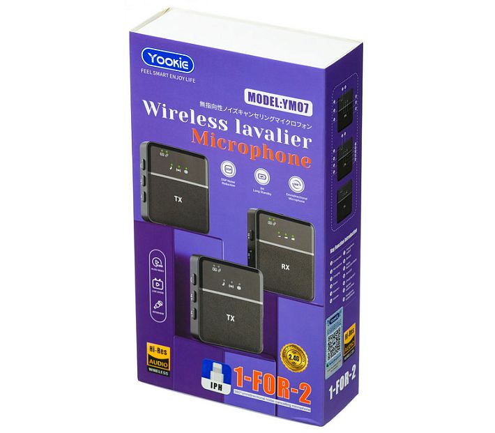 Микрофон-петличка беспроводной Yookie YM07 lightning (2 микрофона)